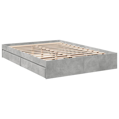 Bed Frame With Drawers Concrete Grey 150X200 Cm King Size Engineered Wood