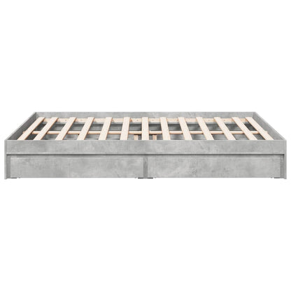 Bed Frame With Drawers Concrete Grey 150X200 Cm King Size Engineered Wood