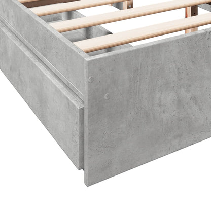 Bed Frame With Drawers Concrete Grey 150X200 Cm King Size Engineered Wood