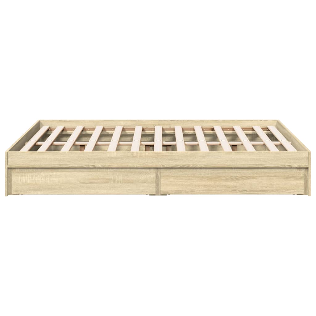 Bed Frame With Drawers Sonoma Oak 135X190 Cm Double Engineered Wood