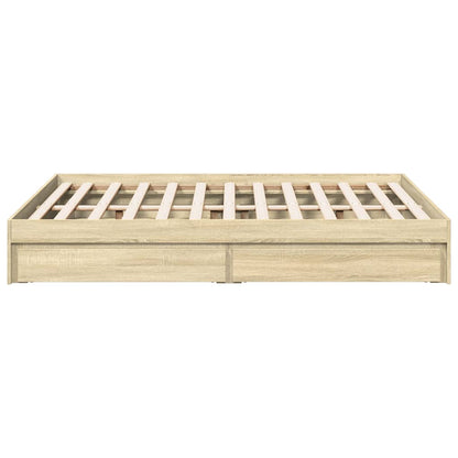 Bed Frame With Drawers Sonoma Oak 135X190 Cm Double Engineered Wood