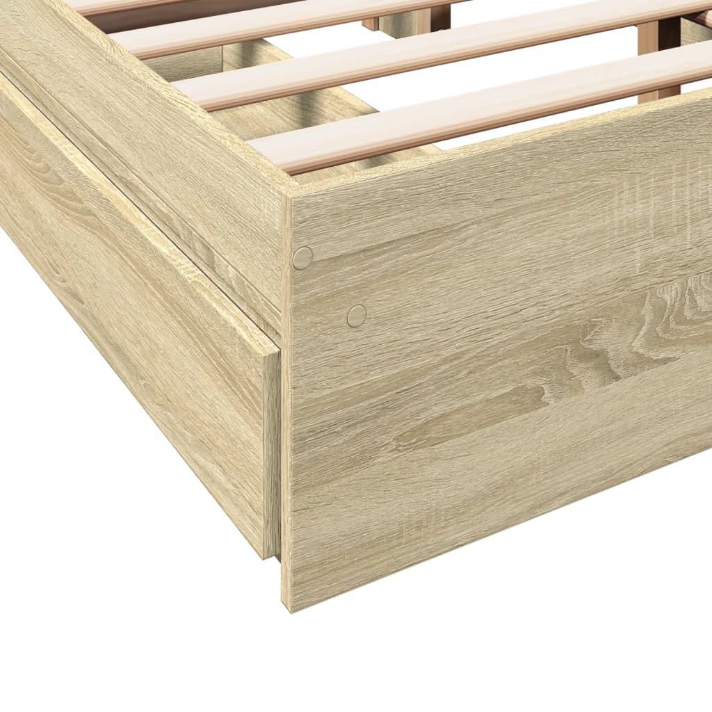 Bed Frame With Drawers Sonoma Oak 135X190 Cm Double Engineered Wood