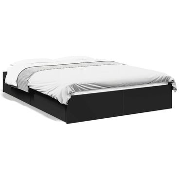 Bed Frame With Drawers Without Mattress Black 120X190 Cm Small Double