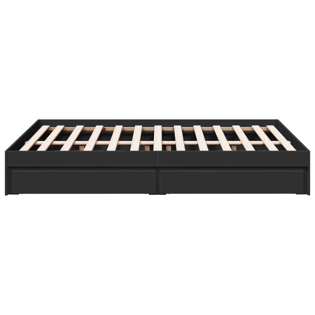 Bed Frame With Drawers Without Mattress Black 120X190 Cm Small Double