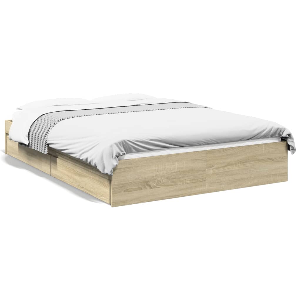 Bed Frame With Drawers Without Mattress Sonoma Oak 120X190 Cm Small Double