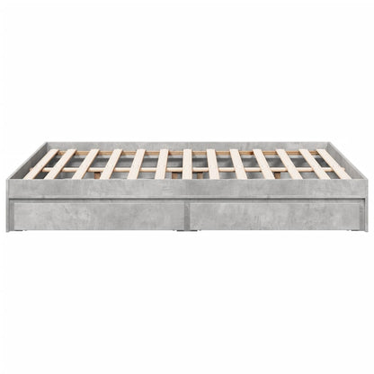 Bed Frame With Drawers Without Mattress Concrete Grey 120X190 Cm Small Double