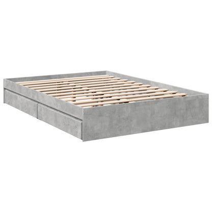 Bed Frame With Drawers Without Mattress Concrete Grey 120X190 Cm Small Double