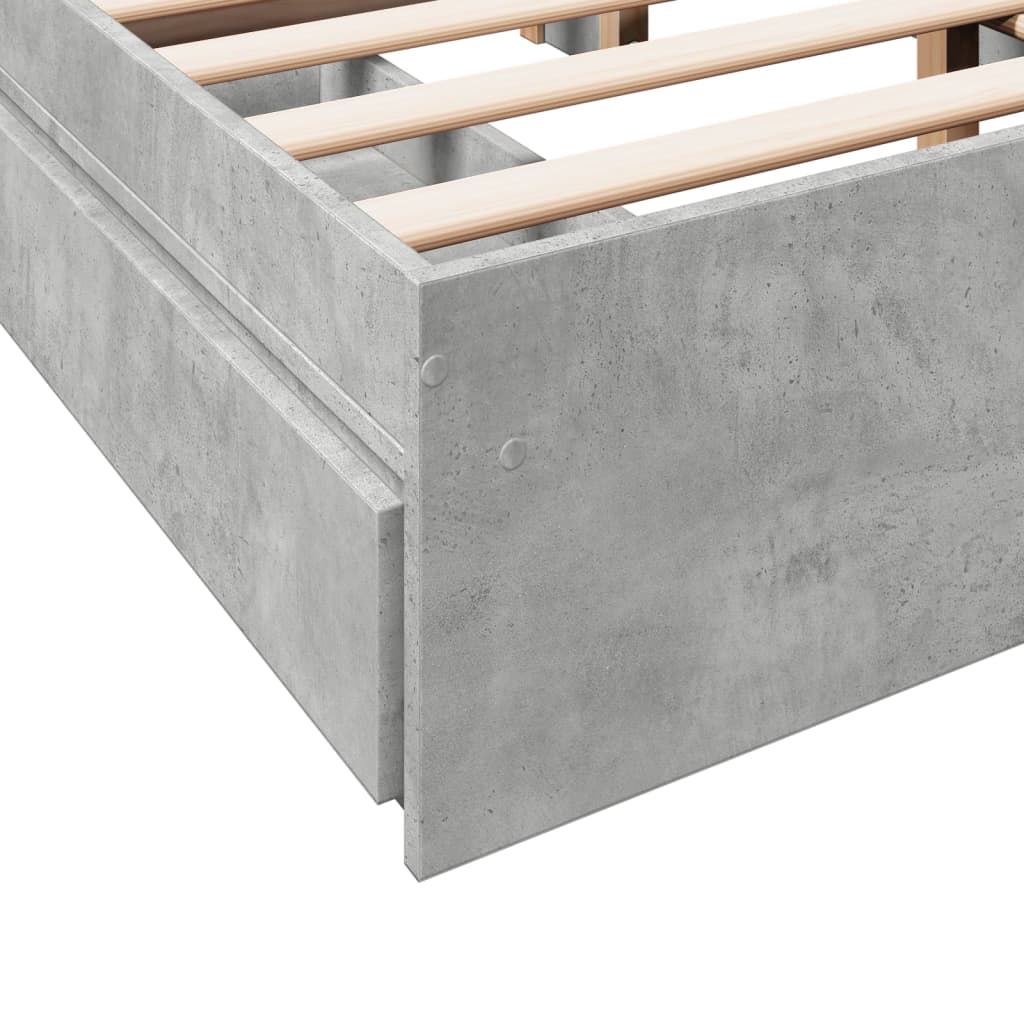 Bed Frame With Drawers Without Mattress Concrete Grey 120X190 Cm Small Double