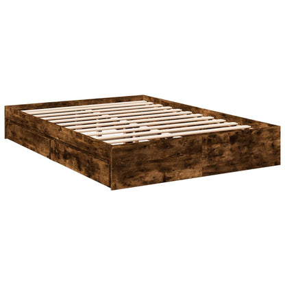 Bed Frame With Drawers Without Mattress Smoked Oak 120X190 Cm Small Double