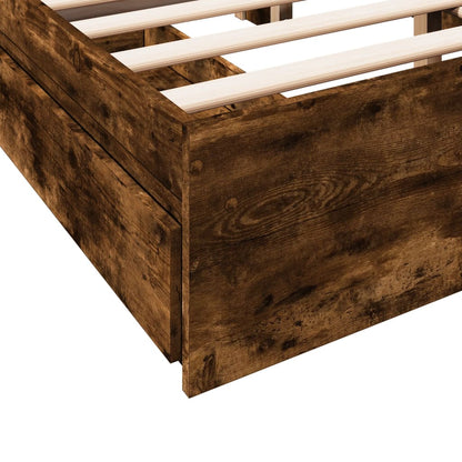 Bed Frame With Drawers Without Mattress Smoked Oak 120X190 Cm Small Double