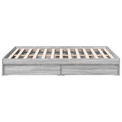 Bed Frame With Drawers Grey Sonoma 120X190 Cm Small Double Engineered Wood