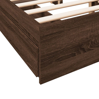 Bed Frame With Drawers Without Mattress Brown Oak 120X190 Cm Small Double