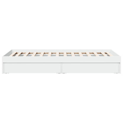 Bed Frame With Drawers White 90X190 Cm Single Engineered Wood