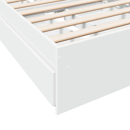 Bed Frame With Drawers White 90X190 Cm Single Engineered Wood