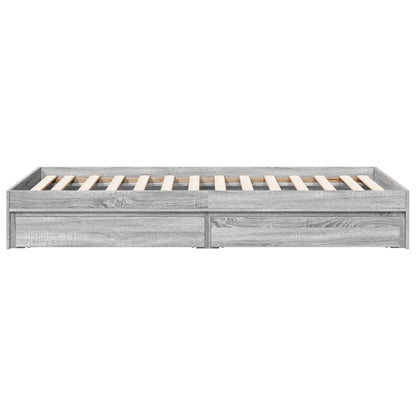 Bed Frame With Drawers Grey Sonoma 90X190 Cm Single Engineered Wood