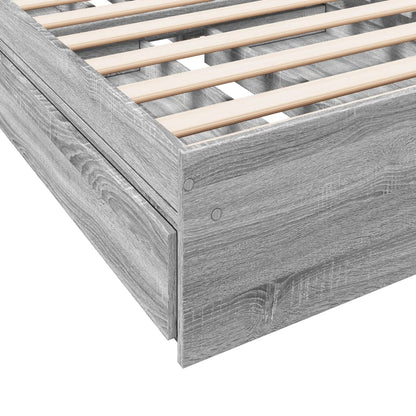 Bed Frame With Drawers Grey Sonoma 90X190 Cm Single Engineered Wood