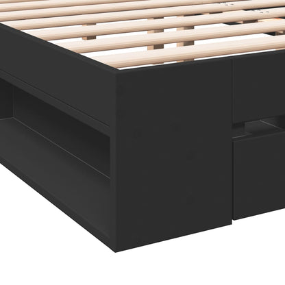 Bed Frame With Drawers Black 180X200 Cm Super King Engineered Wood