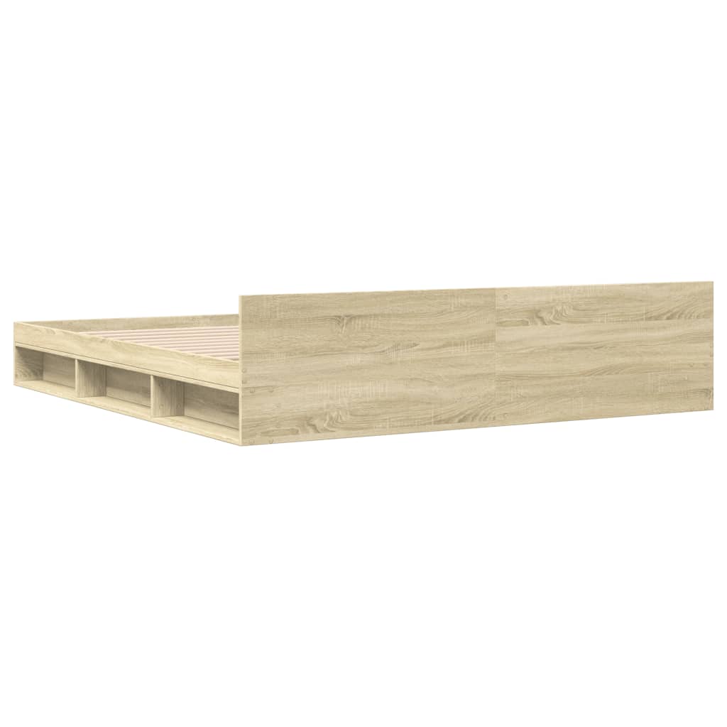 Bed Frame With Drawers Sonoma Oak 180X200 Cm Super King Engineered Wood