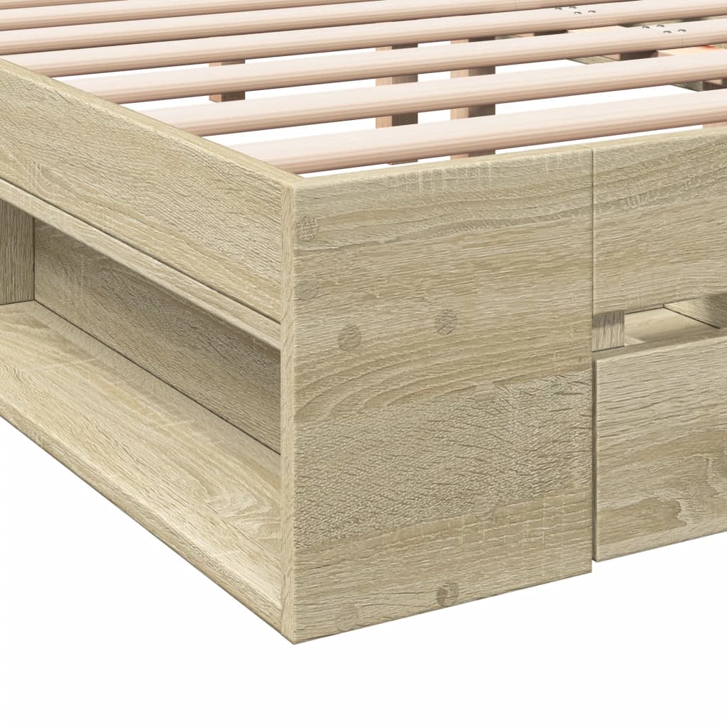 Bed Frame With Drawers Sonoma Oak 180X200 Cm Super King Engineered Wood