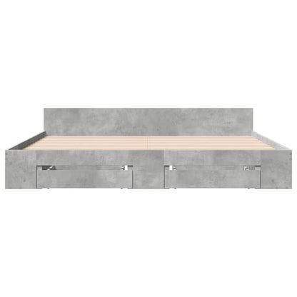 Bed Frame With Drawers Concrete Grey 180X200 Cm Super King Engineered Wood