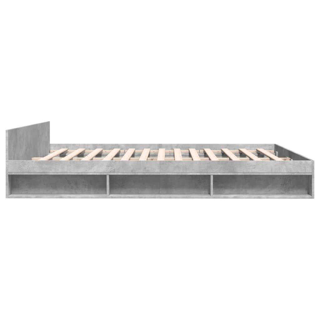 Bed Frame With Drawers Concrete Grey 180X200 Cm Super King Engineered Wood