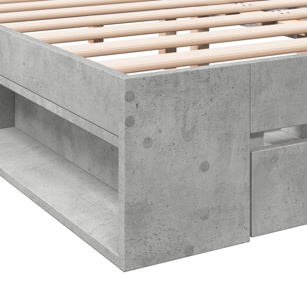 Bed Frame With Drawers Concrete Grey 180X200 Cm Super King Engineered Wood