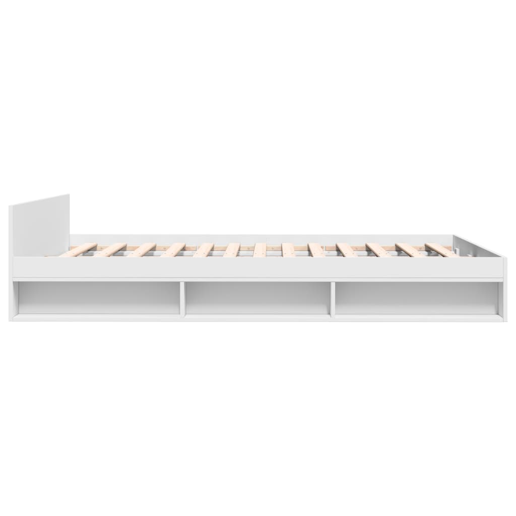 Bed Frame With Drawers White 150X200 Cm King Size Engineered Wood