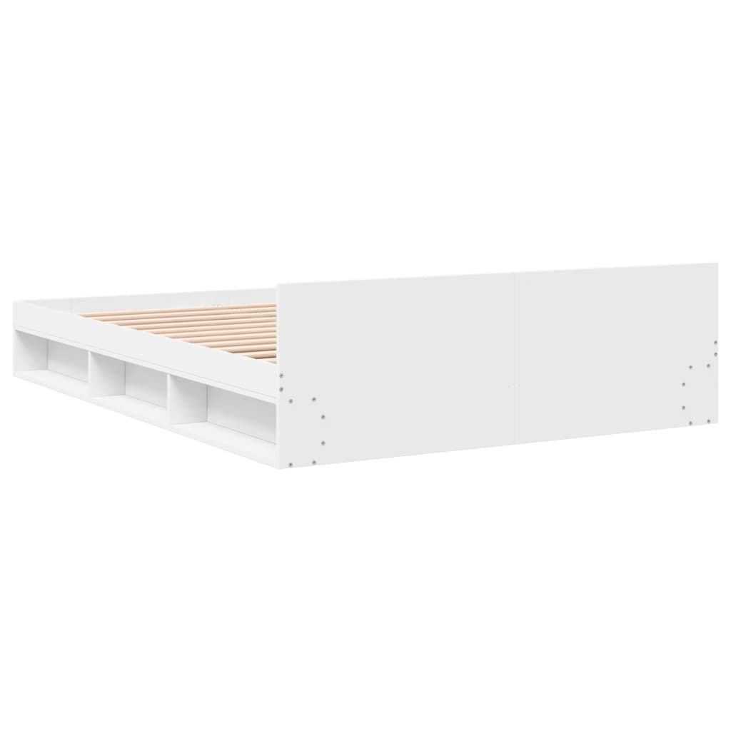 Bed Frame With Drawers White 150X200 Cm King Size Engineered Wood