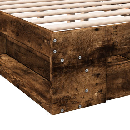 Bed Frame With Drawers Smoked Oak 150X200 Cm King Size Engineered Wood