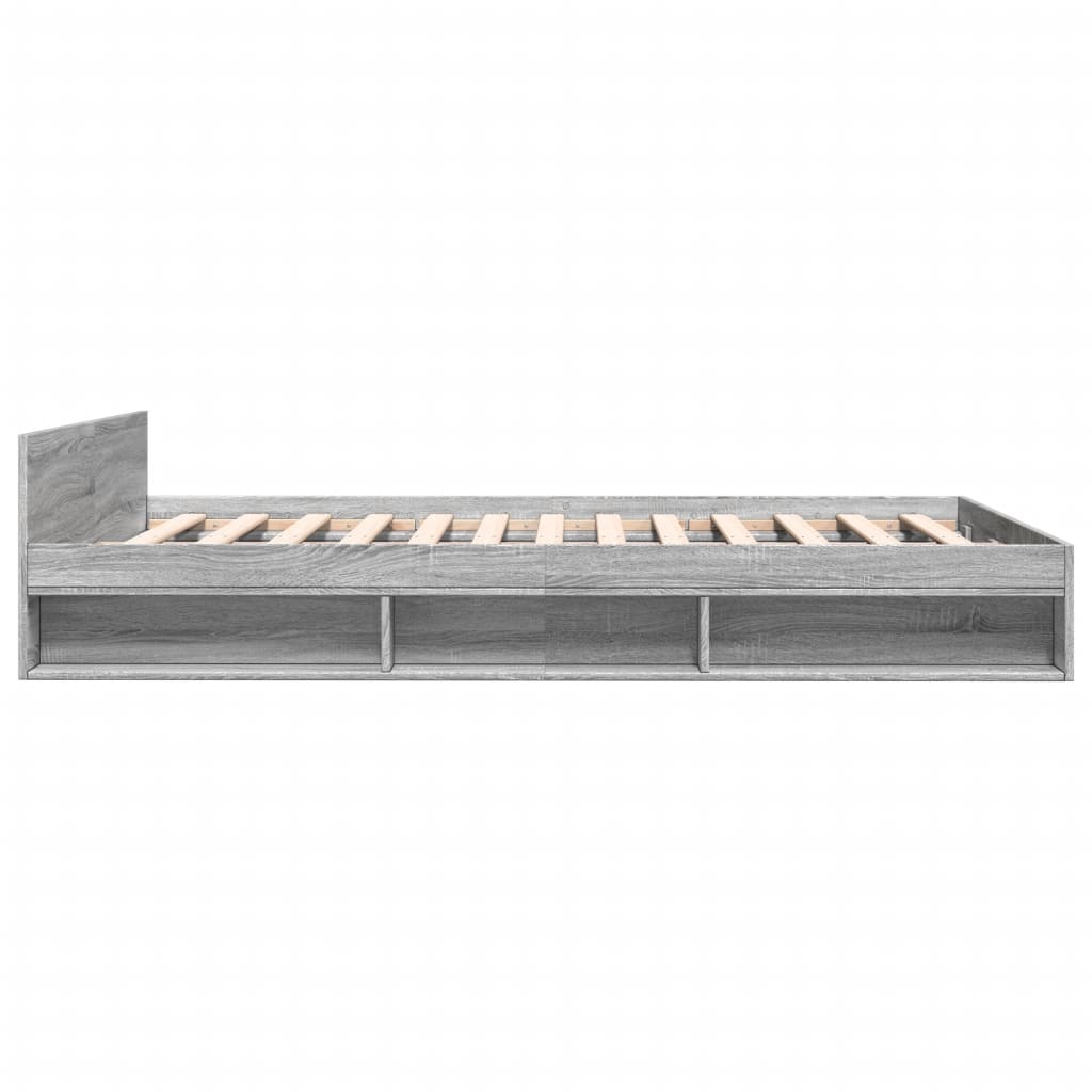 Bed Frame With Drawers Grey Sonoma 150X200 Cm King Size Engineered Wood