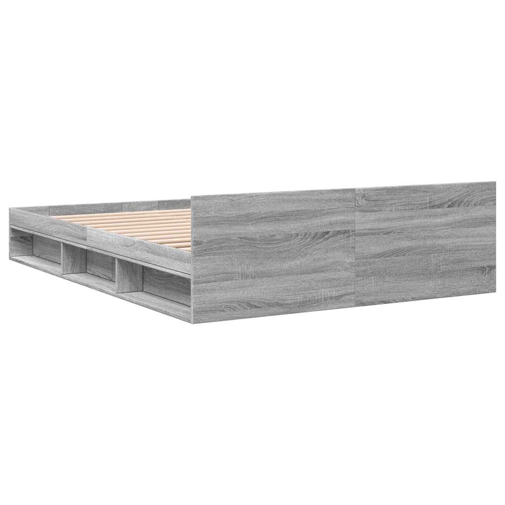 Bed Frame With Drawers Grey Sonoma 150X200 Cm King Size Engineered Wood