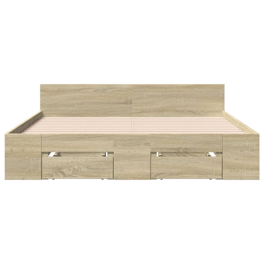 Bed Frame With Drawers Sonoma Oak 135X190 Cm Double Engineered Wood