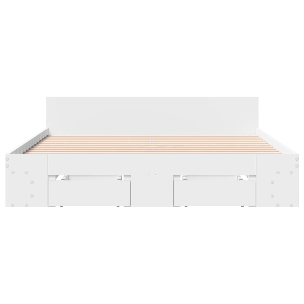 Bed Frame With Drawers Without Mattress White 120X190 Cm Small Double