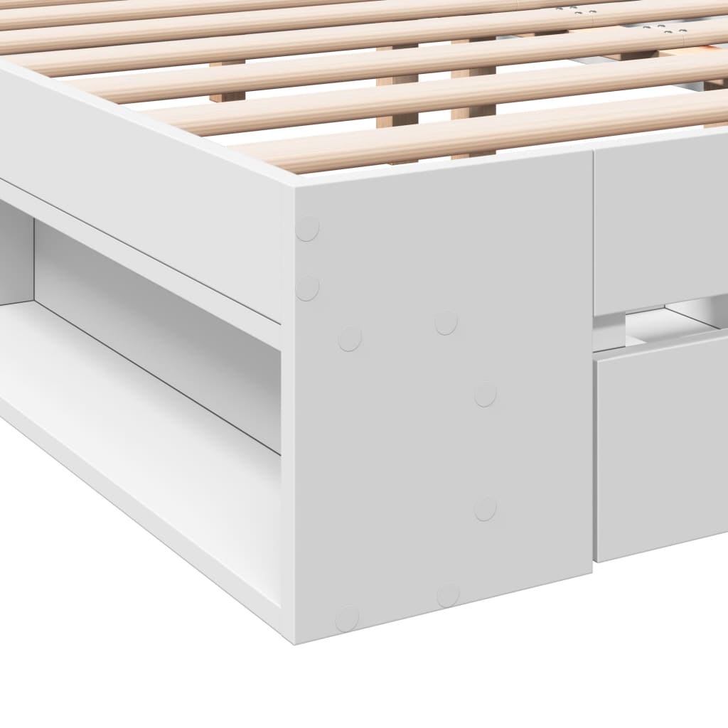 Bed Frame With Drawers Without Mattress White 120X190 Cm Small Double