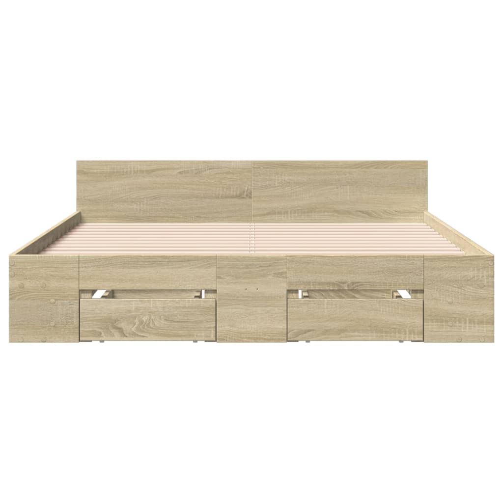 Bed Frame With Drawers Sonoma Oak 120X190 Cm Small Double Engineered Wood