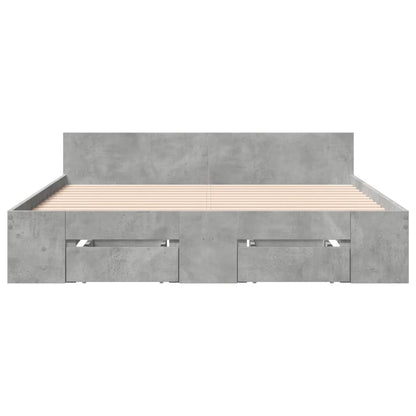 Bed Frame With Drawers Concrete Grey 120X190 Cm Small Double Engineered Wood