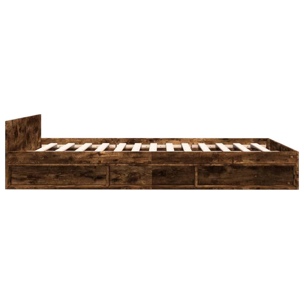 Bed Frame With Drawers Without Mattress Smoked Oak 120X190 Cm Small Double