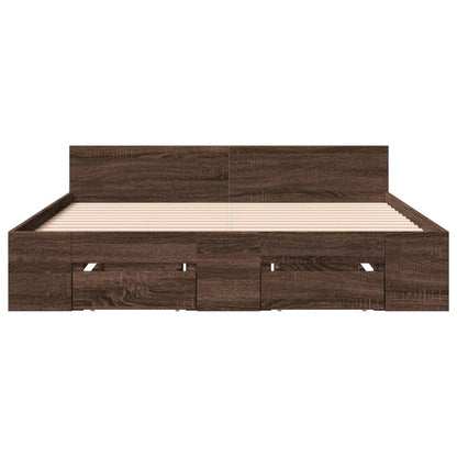 Bed Frame With Drawers Without Mattress Brown Oak 120X190 Cm Small Double