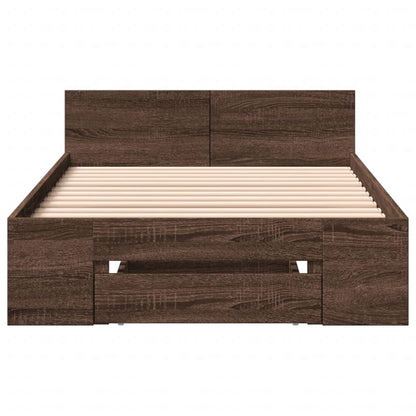 Bed Frame With Drawer Brown Oak 90X190 Cm Single Engineered Wood