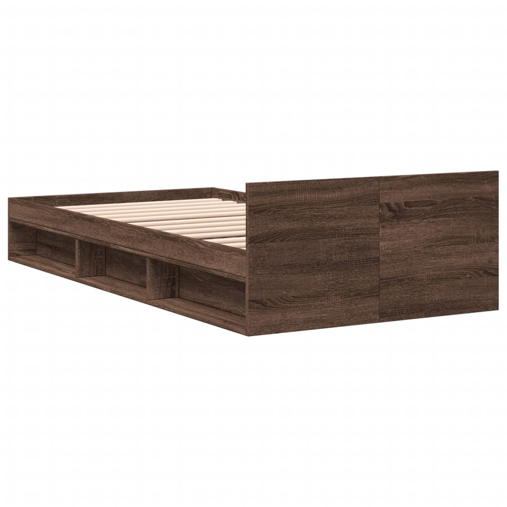 Bed Frame With Drawer Brown Oak 90X190 Cm Single Engineered Wood