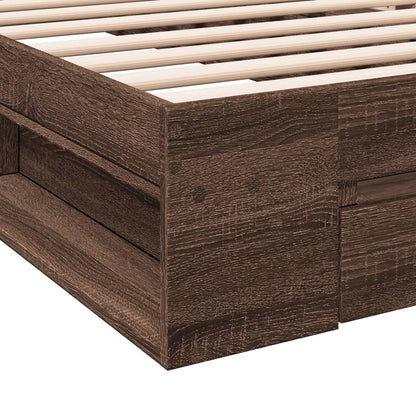 Bed Frame With Drawer Brown Oak 90X190 Cm Single Engineered Wood