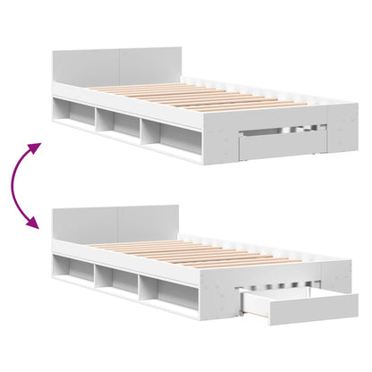 Bed Frame With Drawer White 100X200 Cm Engineered Wood