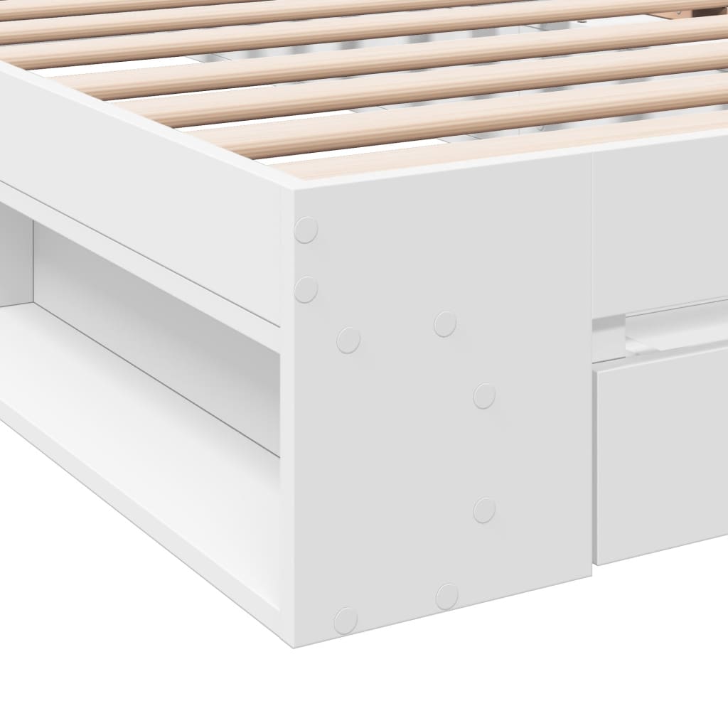 Bed Frame With Drawer White 100X200 Cm Engineered Wood