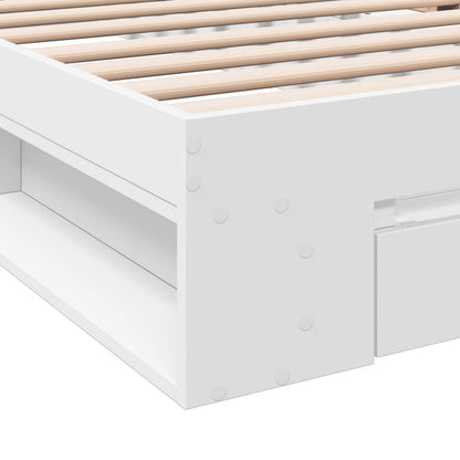 Bed Frame With Drawer White 100X200 Cm Engineered Wood