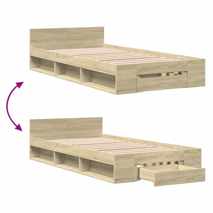 Bed Frame With Drawer Sonoma Oak 100X200 Cm Engineered Wood