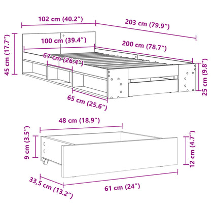 Bed Frame With Drawer Sonoma Oak 100X200 Cm Engineered Wood