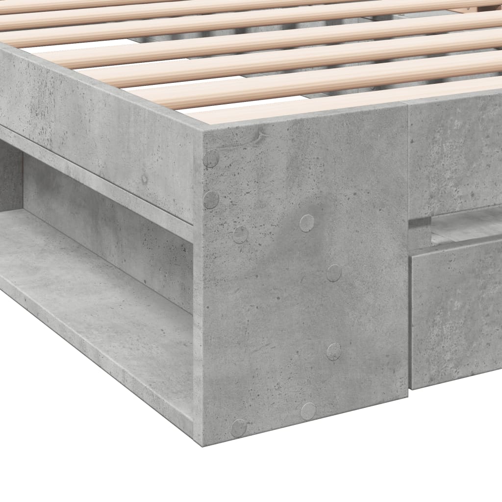 Bed Frame With Drawer Concrete Grey 100X200 Cm Engineered Wood