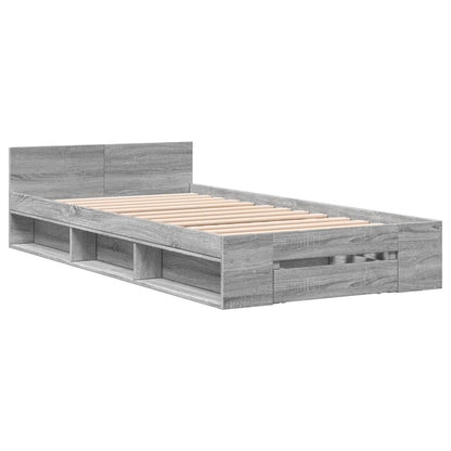 Bed Frame With Drawer Grey Sonoma 100X200 Cm Engineered Wood