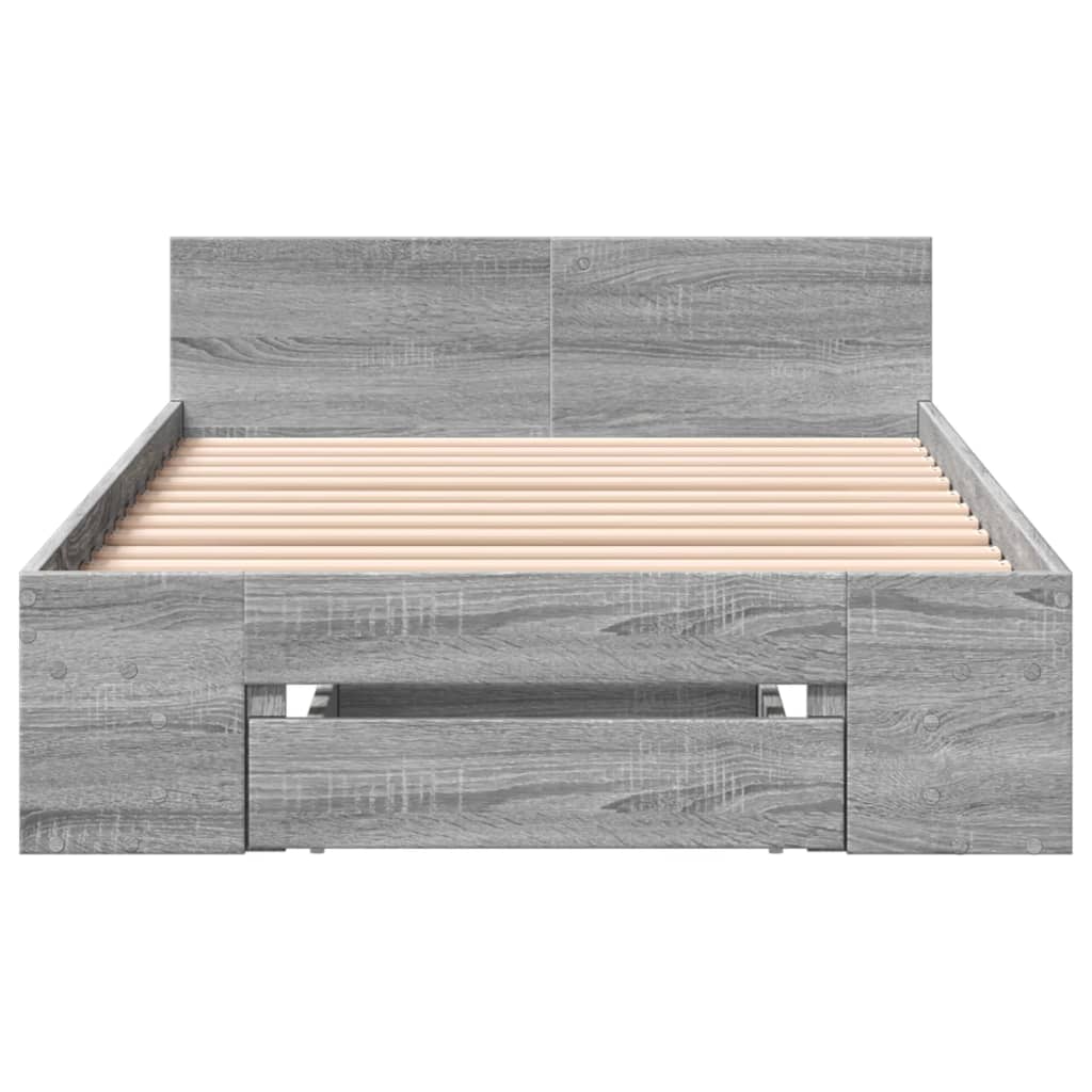 Bed Frame With Drawer Grey Sonoma 100X200 Cm Engineered Wood