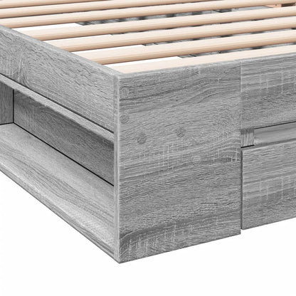 Bed Frame With Drawer Grey Sonoma 100X200 Cm Engineered Wood